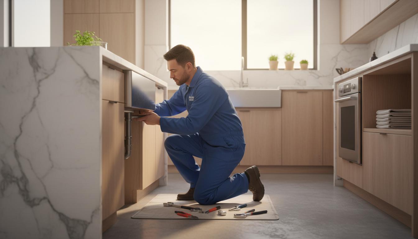 Professional plumber at work