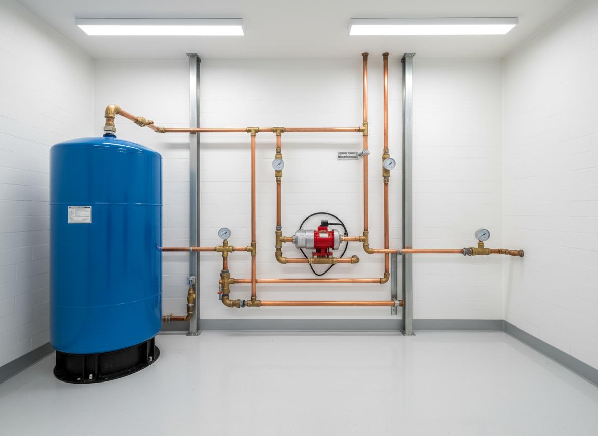 Water tank and circulator pump installation